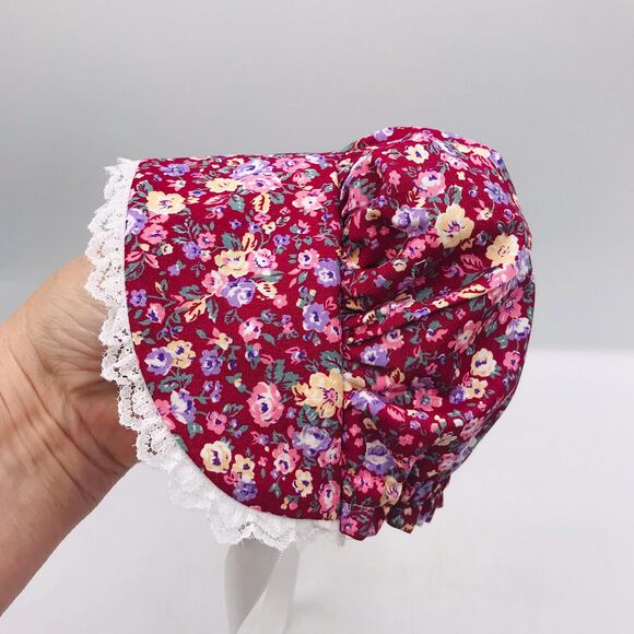 Pioneer Doll Dress & Bonnet, Handmade Outfit, For 18 Inch Dolls Rose Pink Floral - Picture 9 of 11